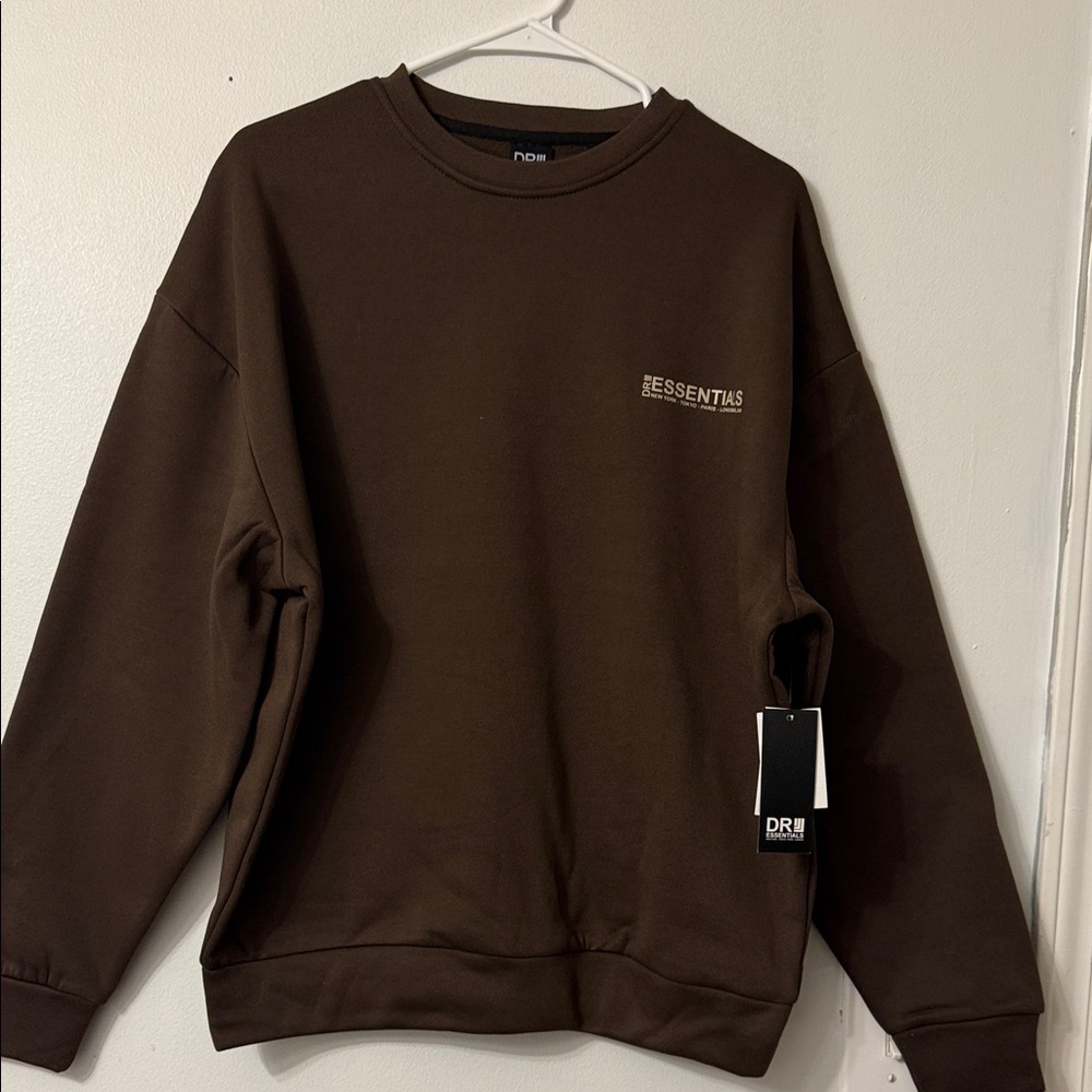Essentials Dark Brown Crewneck Sweater for Men